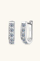 1 Ct Moissanite Tracked U-Shaped Huggie Earrings - Platinum Vermeil- Claude Jewelry Moissanite - Shop claudejewelry.com