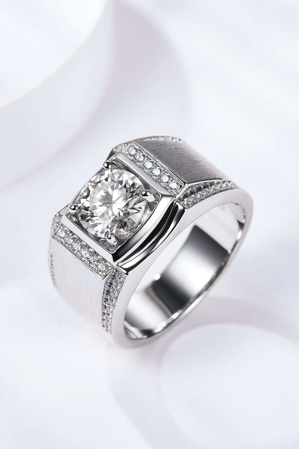 1 Ct Moissanite Wide Band Ring - - Claude Jewelry Moissanite - Shop claudejewelry.com