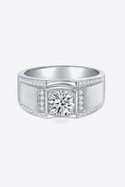 1 Ct Moissanite Wide Band Ring - Platinum Vermeil-7- Claude Jewelry Moissanite - Shop claudejewelry.com