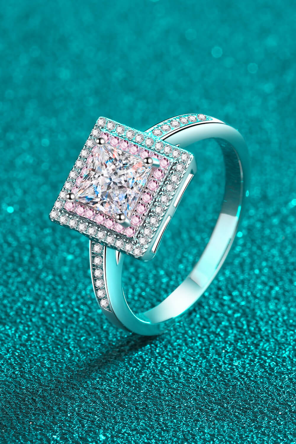 1 Ct Pink Moissanite Geometric Ring - - Claude Jewelry Moissanite - Shop claudejewelry.com