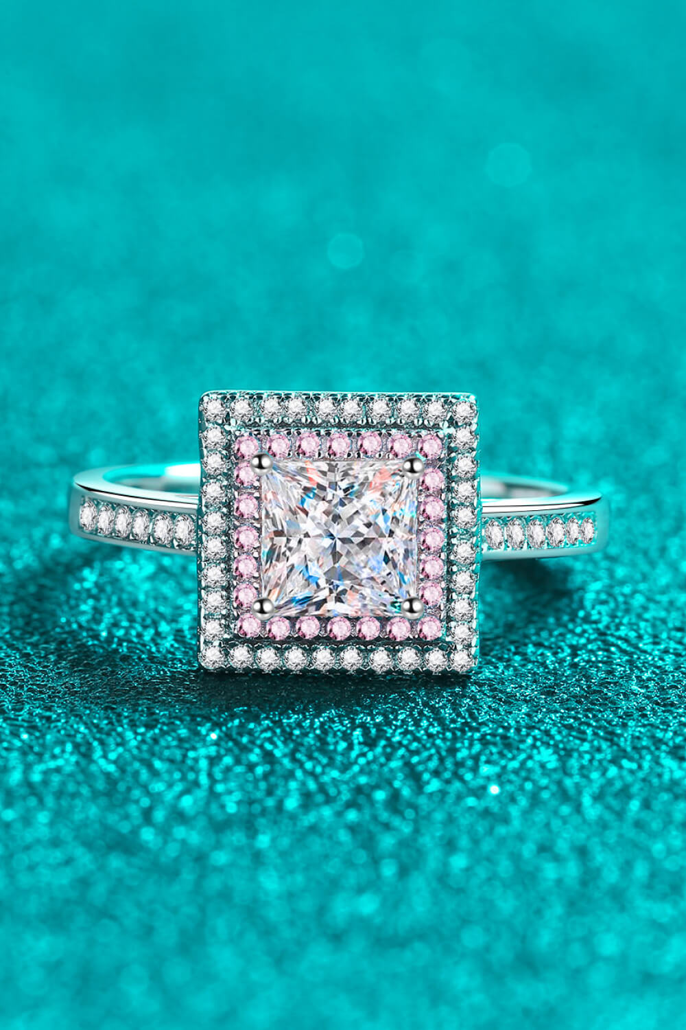 1 Ct Pink Moissanite Geometric Ring - - Claude Jewelry Moissanite - Shop claudejewelry.com