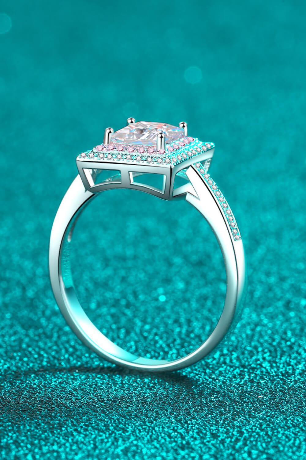 1 Ct Pink Moissanite Geometric Ring - - Claude Jewelry Moissanite - Shop claudejewelry.com