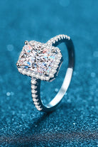 1 Ct Rectangle Halo Moissanite Ring - - Claude Jewelry Moissanite - Shop claudejewelry.com