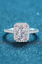 1 Ct Rectangle Halo Moissanite Ring - - Claude Jewelry Moissanite - Shop claudejewelry.com