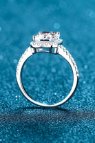 1 Ct Rectangle Halo Moissanite Ring - - Claude Jewelry Moissanite - Shop claudejewelry.com