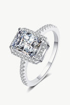 1 Ct Rectangle Halo Moissanite Ring - Rhodium Vermeil-4- Claude Jewelry Moissanite - Shop claudejewelry.com