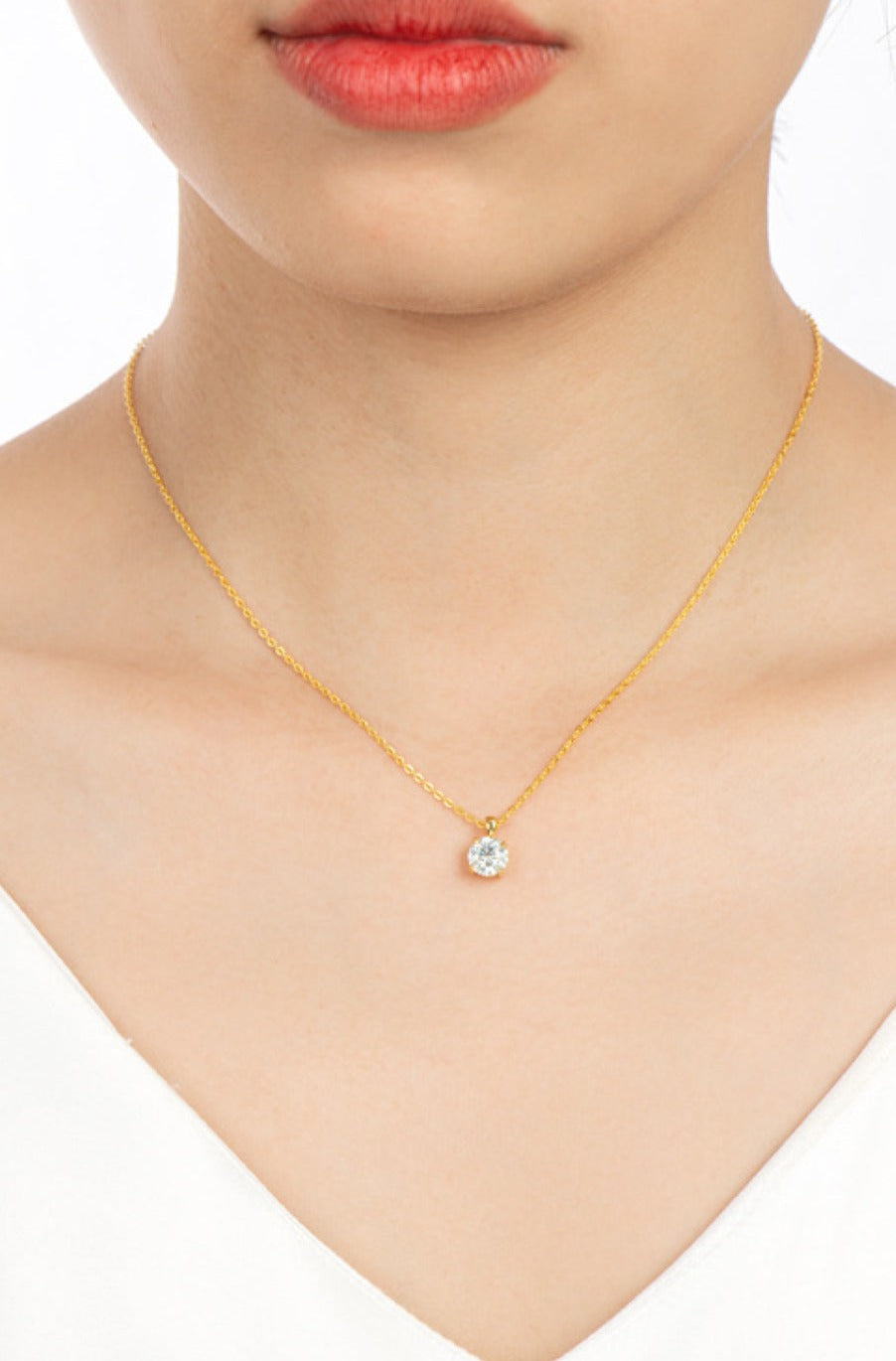 1 Ct Round Moissanite Chain-Link Necklace - - Claude Jewelry Moissanite - Shop claudejewelry.com