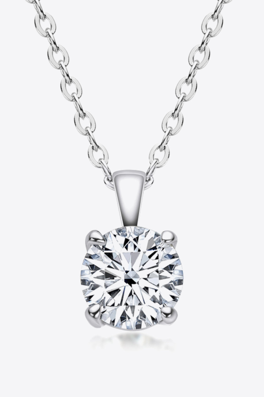 1 Ct Round Moissanite Chain-Link Necklace - Platinum Vermeil- Claude Jewelry Moissanite - Shop claudejewelry.com