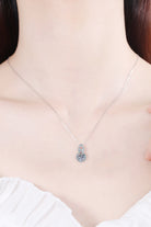 1 Ct Round Moissanite Drop Pendant Necklace - Rhodium Vermeil- Claude Jewelry Moissanite - Shop claudejewelry.com