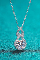 1 Ct Round Moissanite Drop Pendant Necklace - Rhodium Vermeil- Claude Jewelry Moissanite - Shop claudejewelry.com