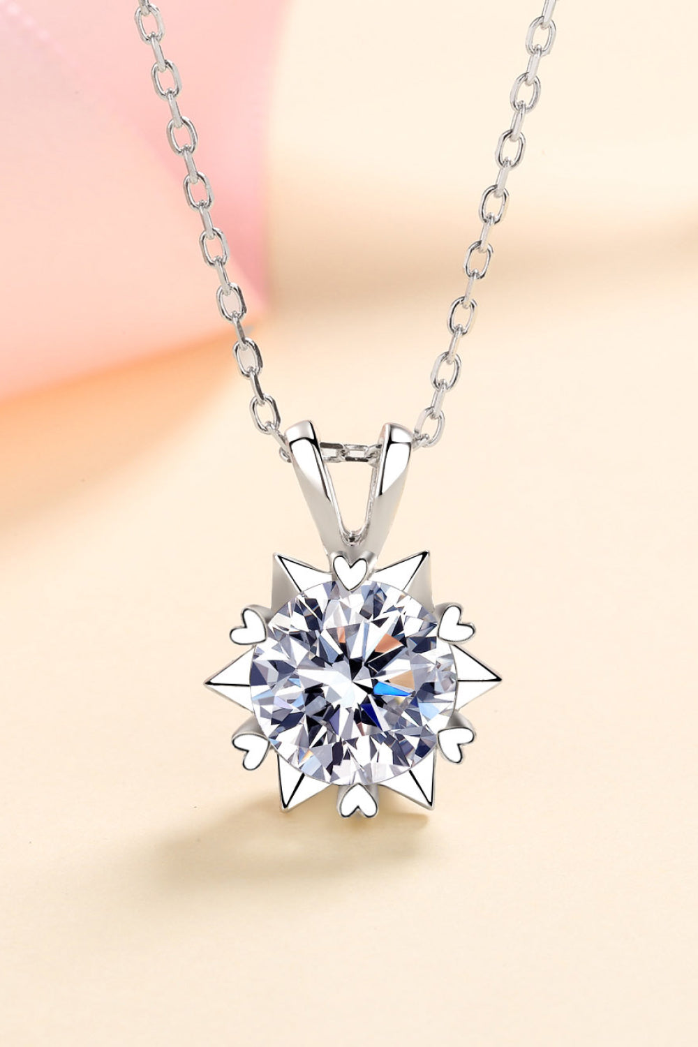 1 Ct Spiked Set Moissanite Pendant Necklace - 925 Sterling Silver- Claude Jewelry Moissanite - Shop claudejewelry.com