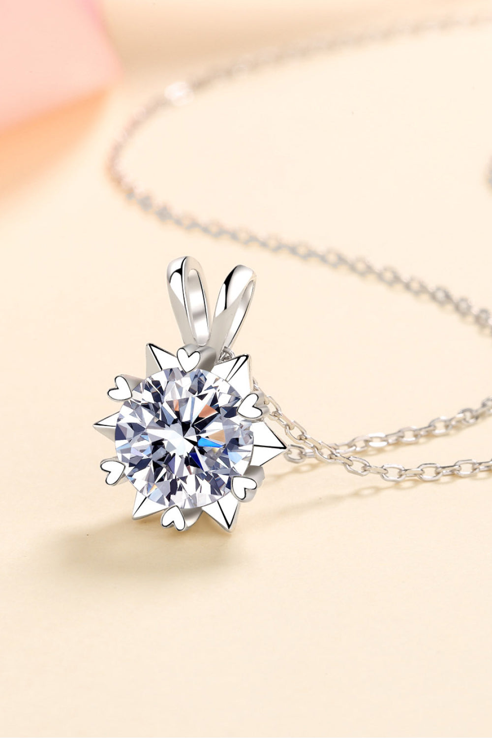 1 Ct Spiked Set Moissanite Pendant Necklace - 925 Sterling Silver- Claude Jewelry Moissanite - Shop claudejewelry.com