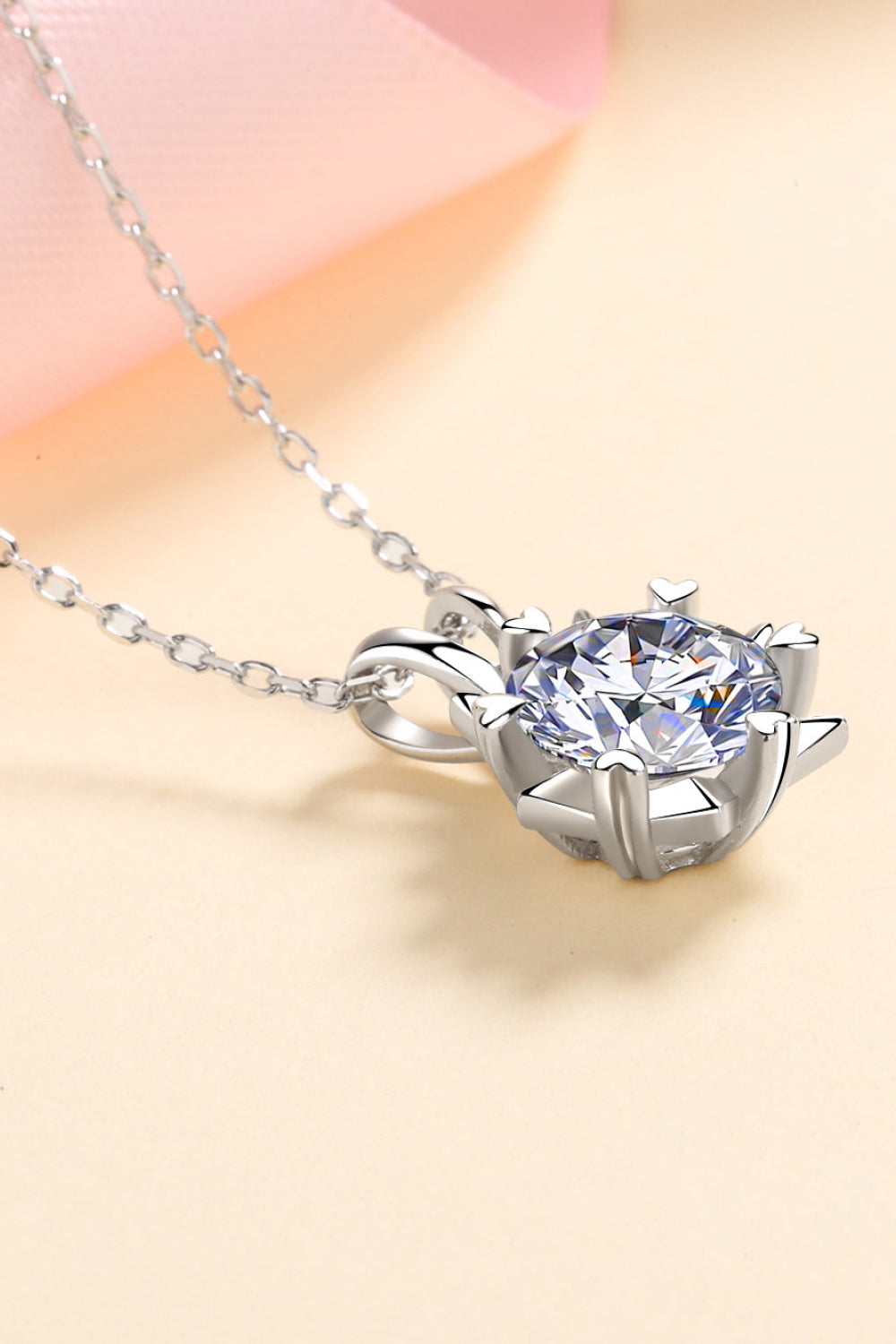 1 Ct Spiked Set Moissanite Pendant Necklace - 925 Sterling Silver- Claude Jewelry Moissanite - Shop claudejewelry.com