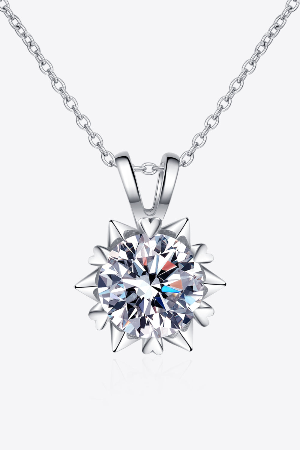 1 Ct Spiked Set Moissanite Pendant Necklace - 925 Sterling Silver- Claude Jewelry Moissanite - Shop claudejewelry.com