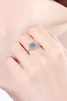 1 Ct Square Moissanite Halo Ring - - Claude Jewelry Moissanite - Shop claudejewelry.com