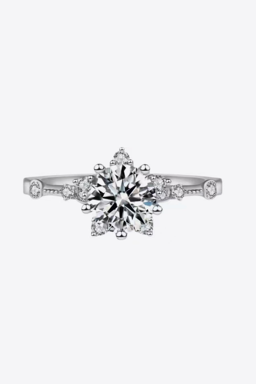 1 Ct Star Bright Moissanite 6-Prong Ring - Platinum Vermeil-5- Claude Jewelry Moissanite - Shop claudejewelry.com