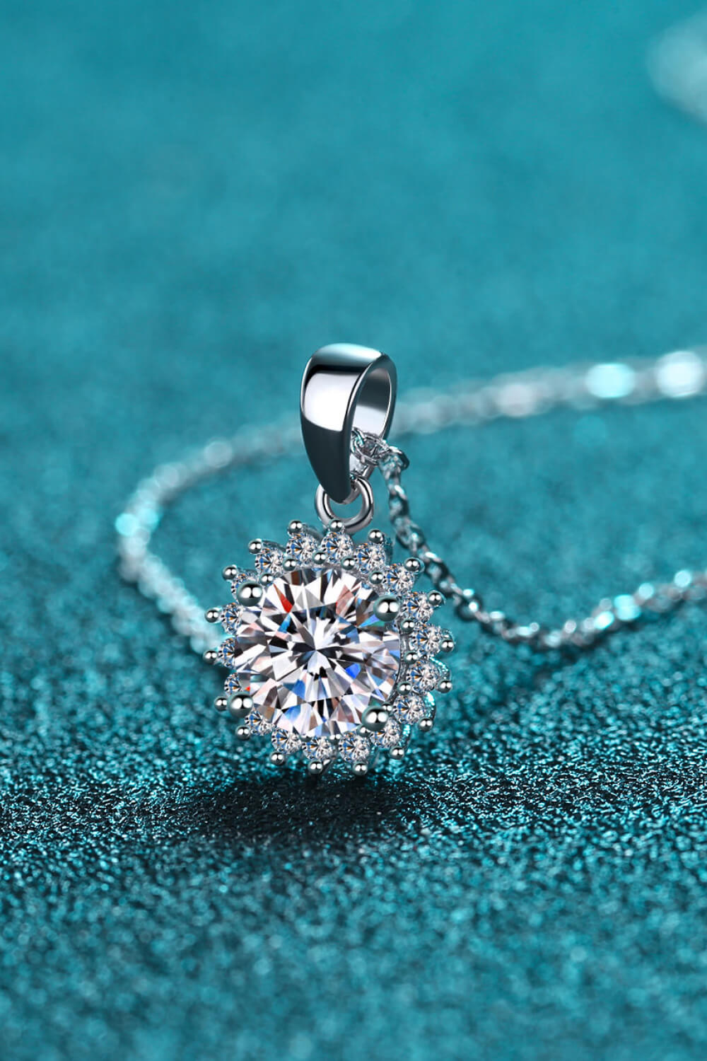 1 Ct Sun Moissanite Pendant Necklace - Rhodium Vermeil- Claude Jewelry Moissanite - Shop claudejewelry.com