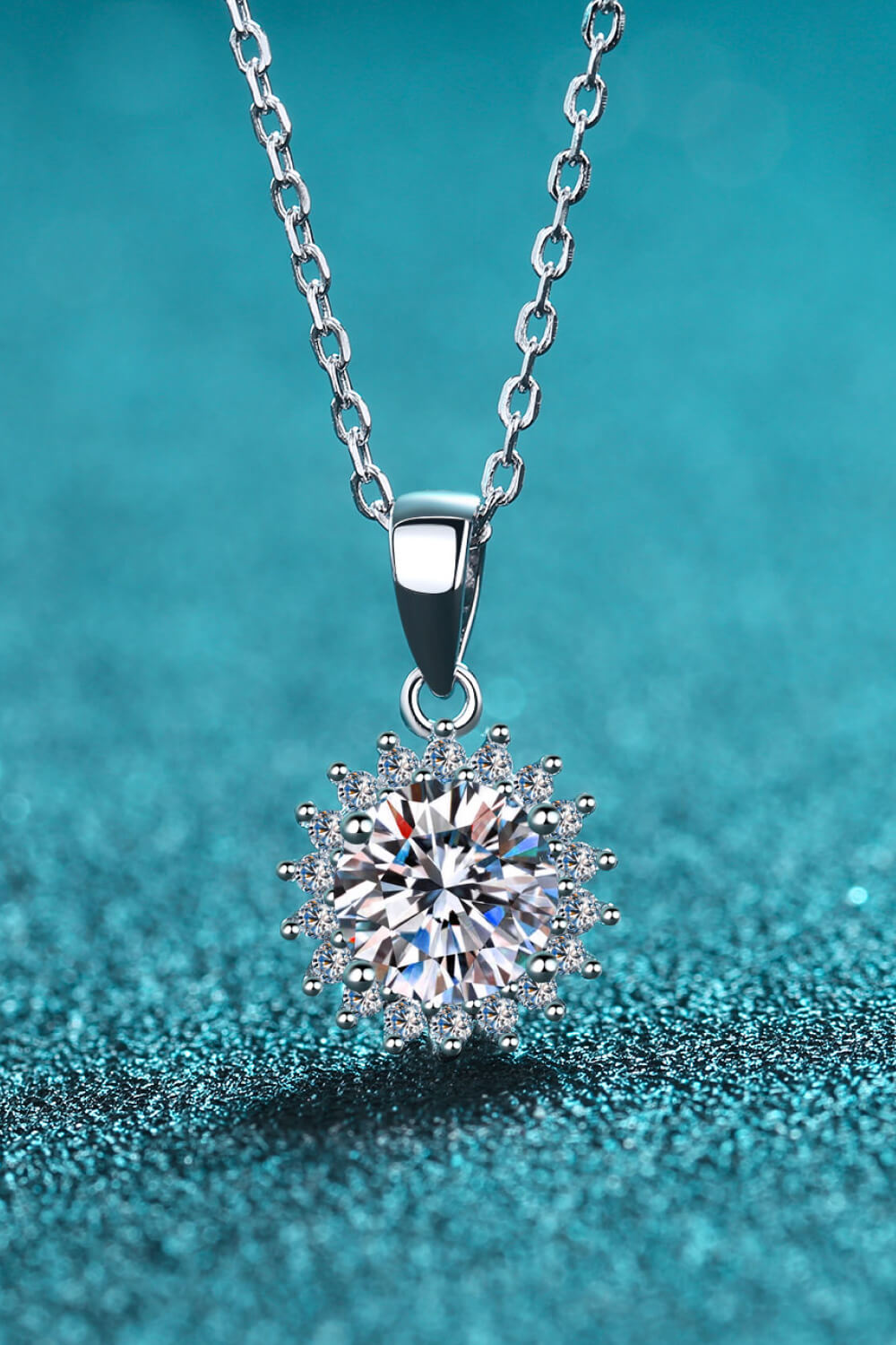 1 Ct Sun Moissanite Pendant Necklace - Rhodium Vermeil- Claude Jewelry Moissanite - Shop claudejewelry.com