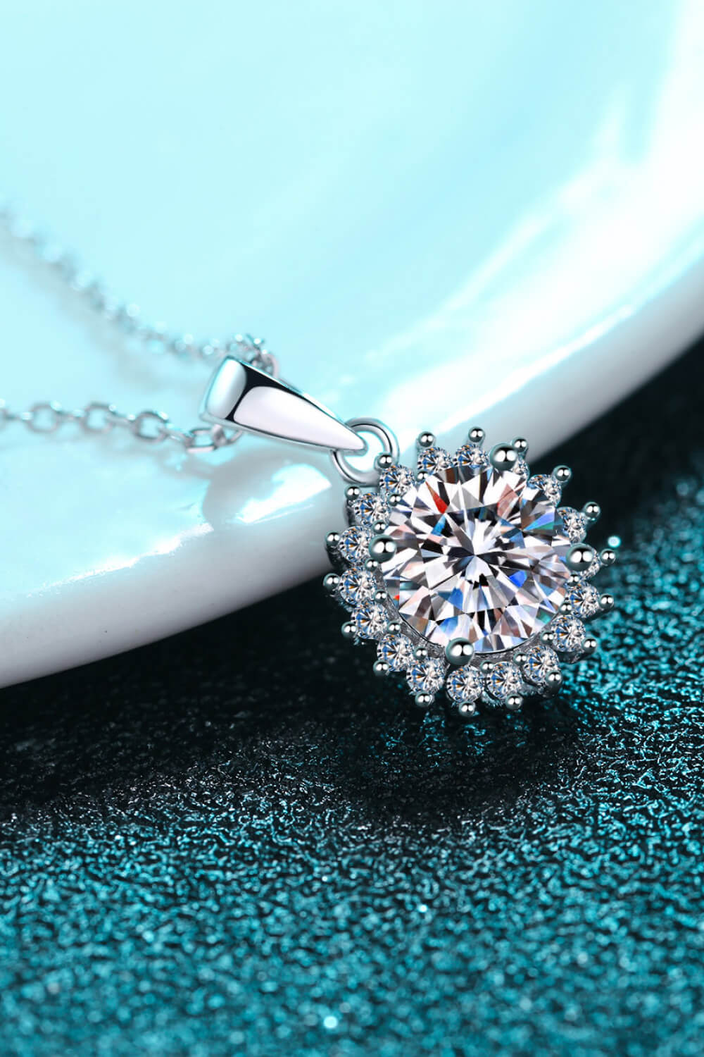 1 Ct Sun Moissanite Pendant Necklace - Rhodium Vermeil- Claude Jewelry Moissanite - Shop claudejewelry.com