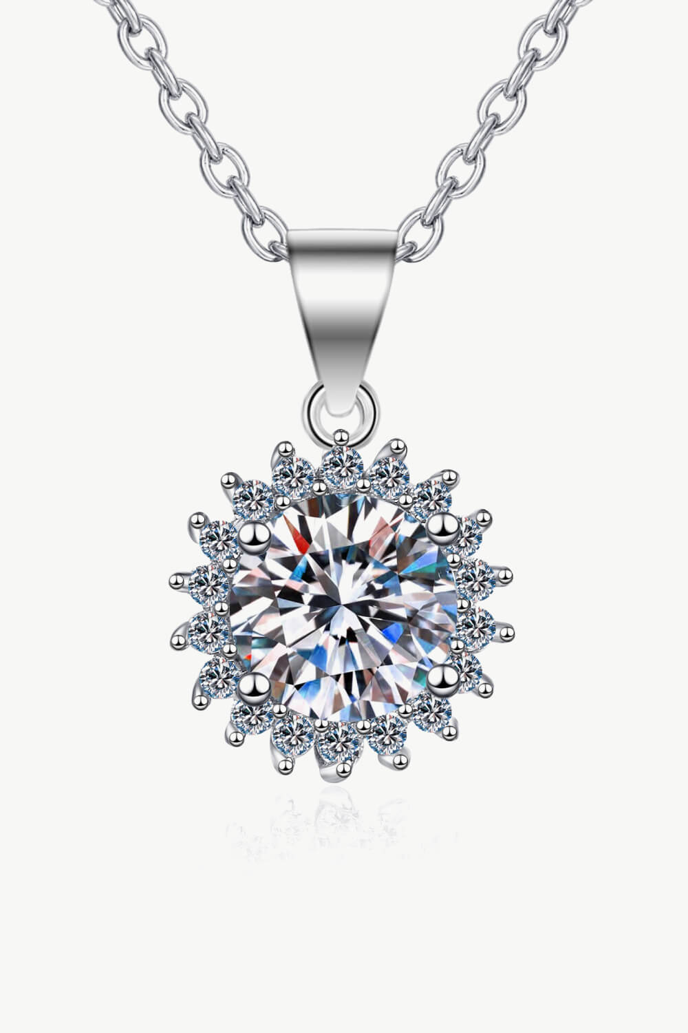 1 Ct Sun Moissanite Pendant Necklace - Rhodium Vermeil- Claude Jewelry Moissanite - Shop claudejewelry.com