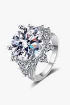 10 Ct Moissanite Flower-Shaped Ring - Rhodium Vermeil-5- Claude Jewelry Moissanite - Shop claudejewelry.com