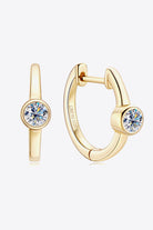 18k Gold Vermeil Inlaid Solitaire Moissanite Huggie Earrings - 18k Gold Vermeil- Claude Jewelry Moissanite - Shop claudejewelry.com