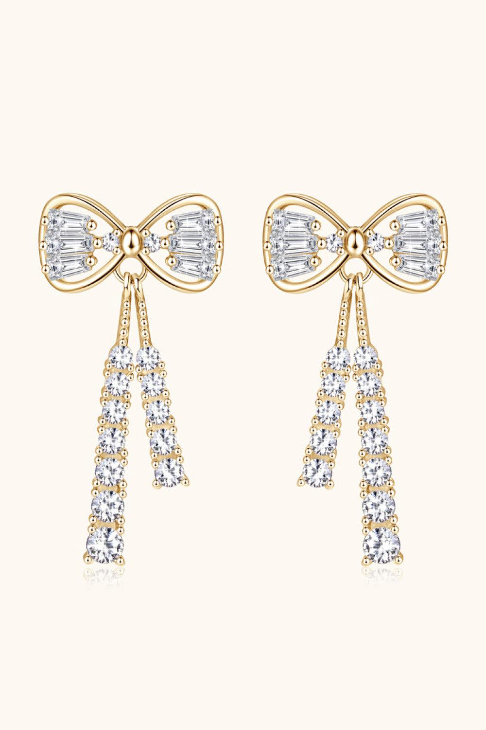 1.12 Ct Moissanite Bow Earrings - 18k Gold Vermeil- Claude Jewelry Moissanite - Shop claudejewelry.com