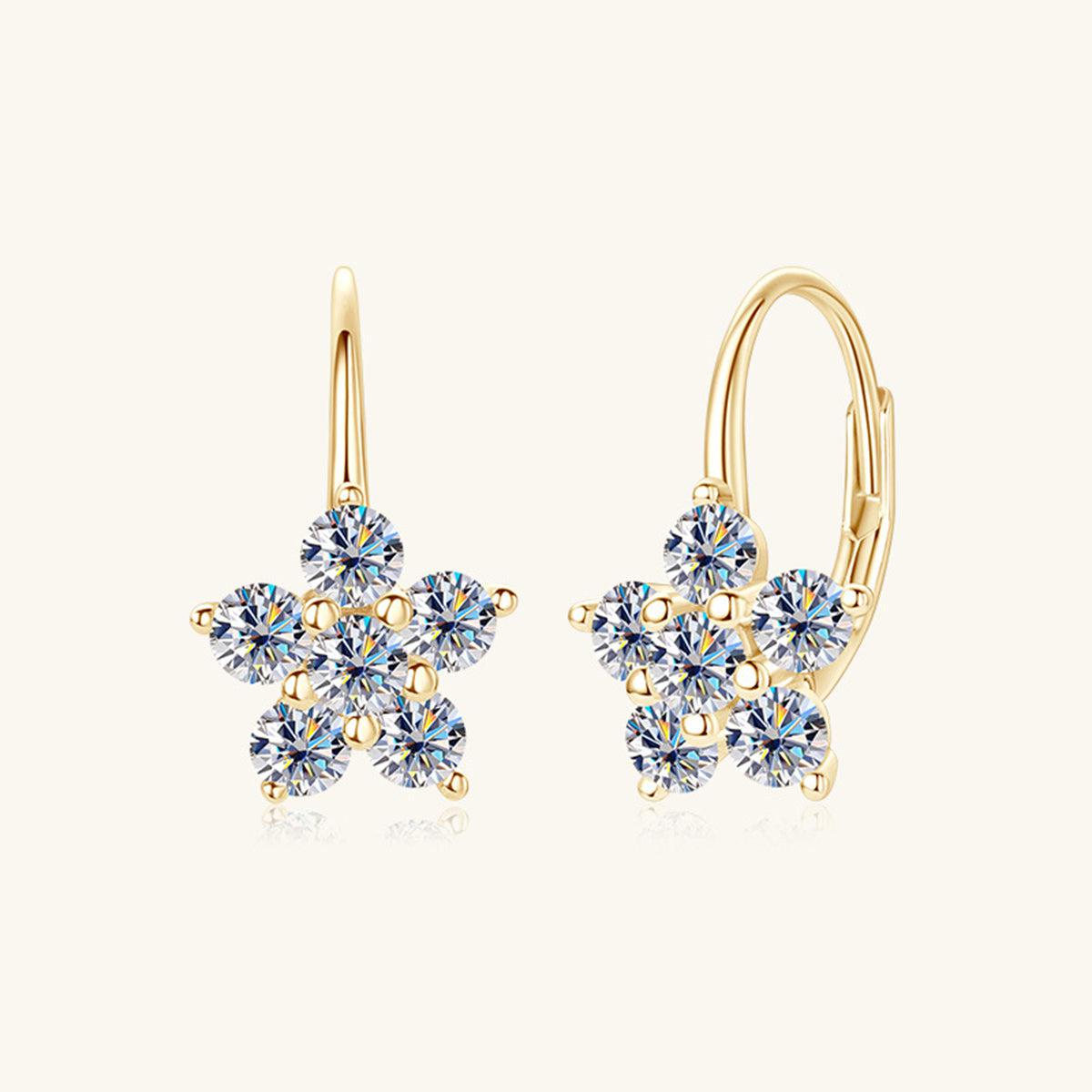 1.2 Carat Moissanite Flower Huggie Earrings - 18k Gold Vermeil- Claude Jewelry Moissanite - Shop claudejewelry.com