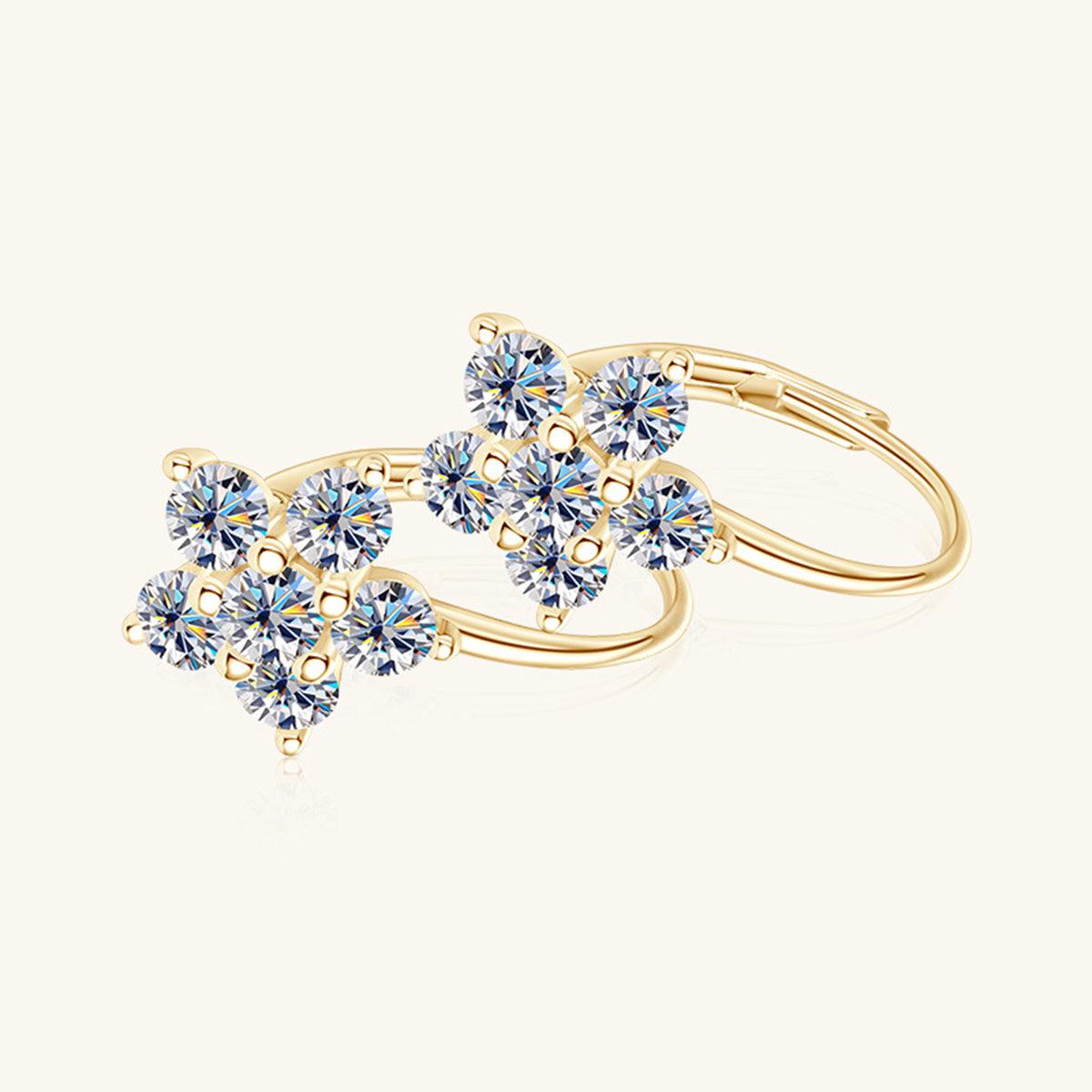 1.2 Carat Moissanite Flower Huggie Earrings - - Claude Jewelry Moissanite - Shop claudejewelry.com