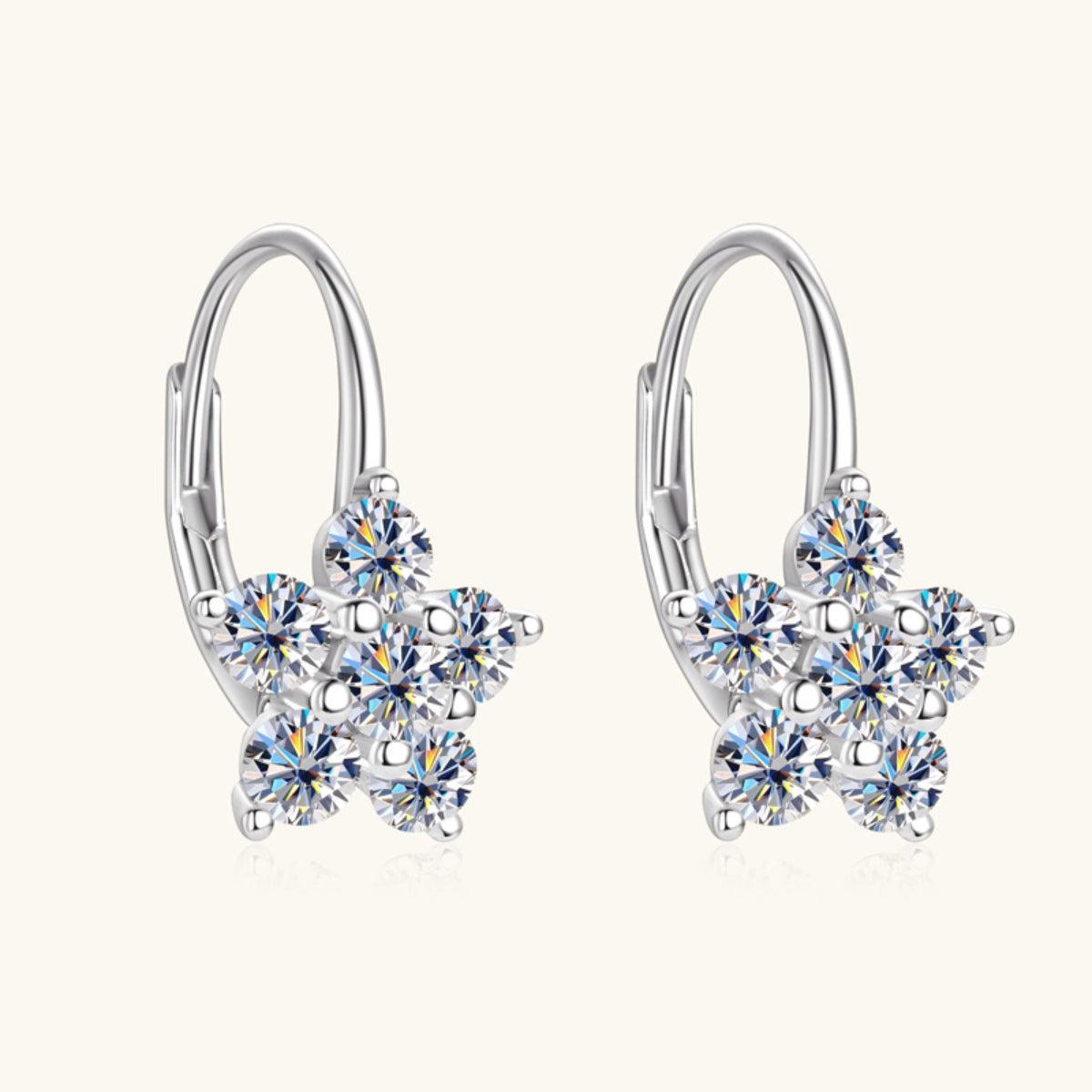 1.2 Carat Moissanite Flower Huggie Earrings - - Claude Jewelry Moissanite - Shop claudejewelry.com