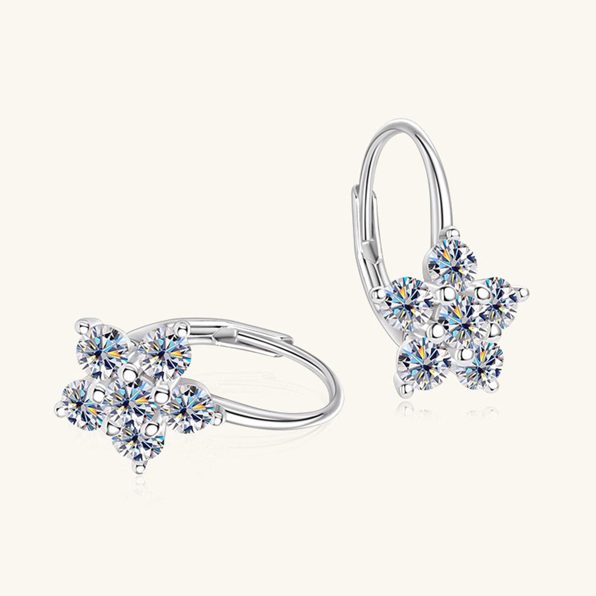 1.2 Carat Moissanite Flower Huggie Earrings - - Claude Jewelry Moissanite - Shop claudejewelry.com