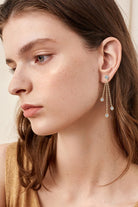 1.2 Ct Moissanite Layered Long Triple Chain Earrings - 18k Gold Vermeil- Claude Jewelry Moissanite - Shop claudejewelry.com