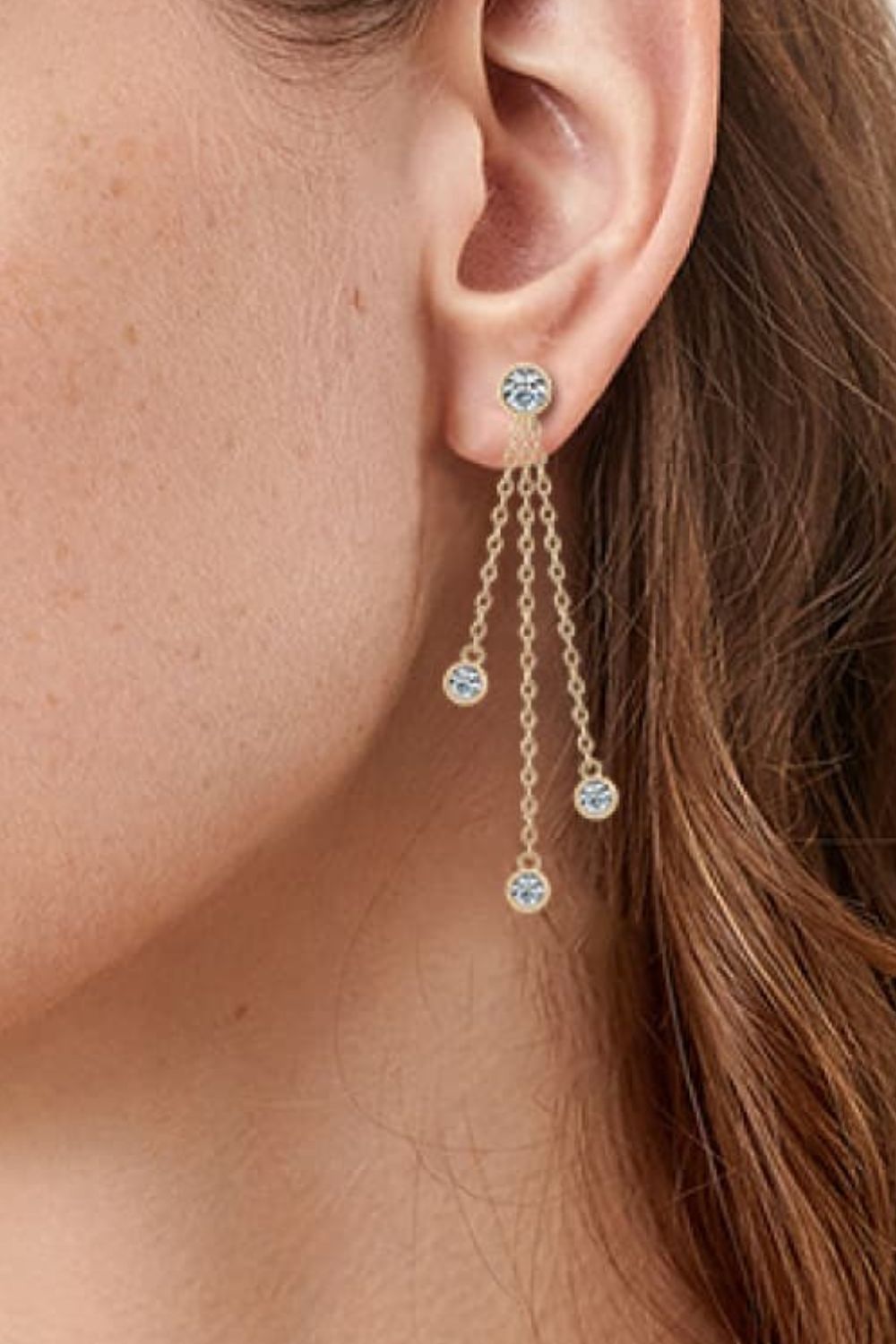 1.2 Ct Moissanite Layered Long Triple Chain Earrings - - Claude Jewelry Moissanite - Shop claudejewelry.com