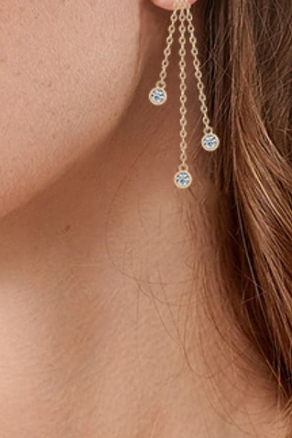 1.2 Ct Moissanite Layered Long Triple Chain Earrings - - Claude Jewelry Moissanite - Shop claudejewelry.com