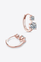 1.3 Carat Moissanite Double Stone Huggie Earrings - 18k Rose Gold Vermeil- Claude Jewelry Moissanite - Shop claudejewelry.com