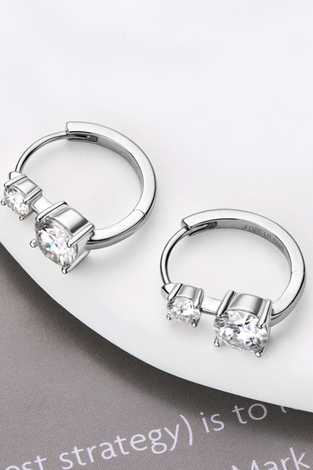 1.3 Carat Moissanite Double Stone Huggie Earrings - - Claude Jewelry Moissanite - Shop claudejewelry.com