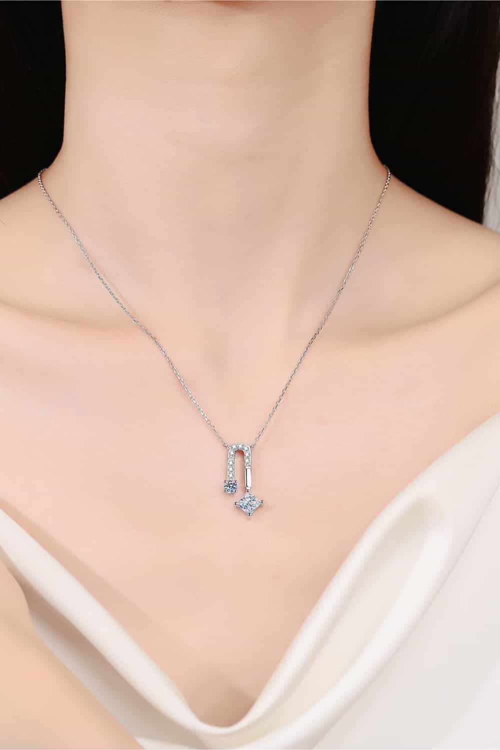 1.3 Carat Moissanite U-Hook Drop Necklace - Rhodium Vermeil- Claude Jewelry Moissanite - Shop claudejewelry.com