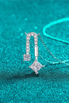 1.3 Carat Moissanite U-Hook Drop Necklace - Rhodium Vermeil- Claude Jewelry Moissanite - Shop claudejewelry.com