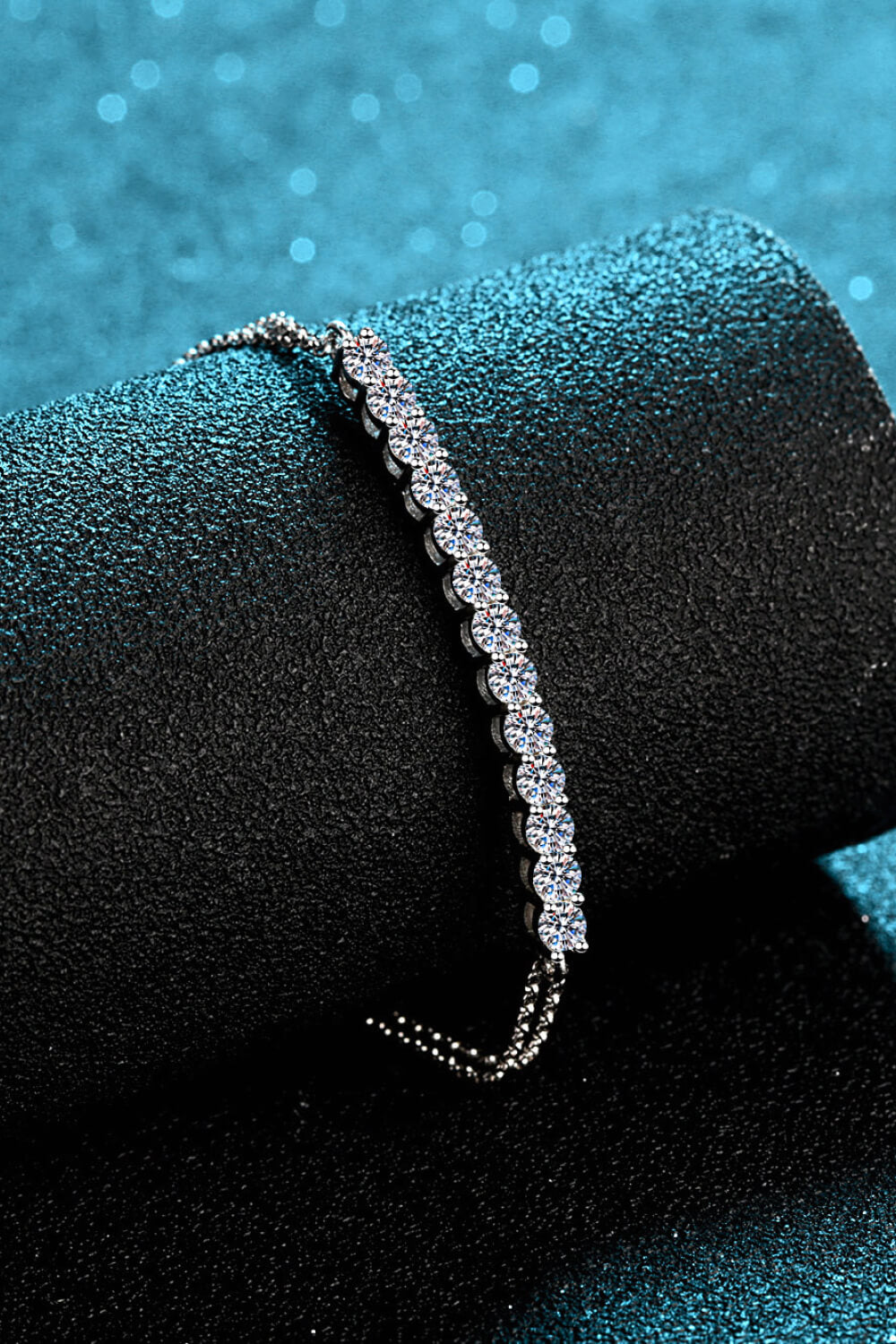 1.3 Ct Moissanite Rhodium Vermeil Tie-Up Bracelet - Rhodium Vermeil- Claude Jewelry Moissanite - Shop claudejewelry.com