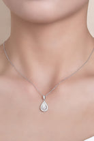 1.5 Carat Moissanite Platinum Vermeil Teardrop Necklace - Platinum Vermeil- Claude Jewelry Moissanite - Shop claudejewelry.com