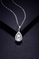 1.5 Carat Moissanite Platinum Vermeil Teardrop Necklace - Platinum Vermeil- Claude Jewelry Moissanite - Shop claudejewelry.com