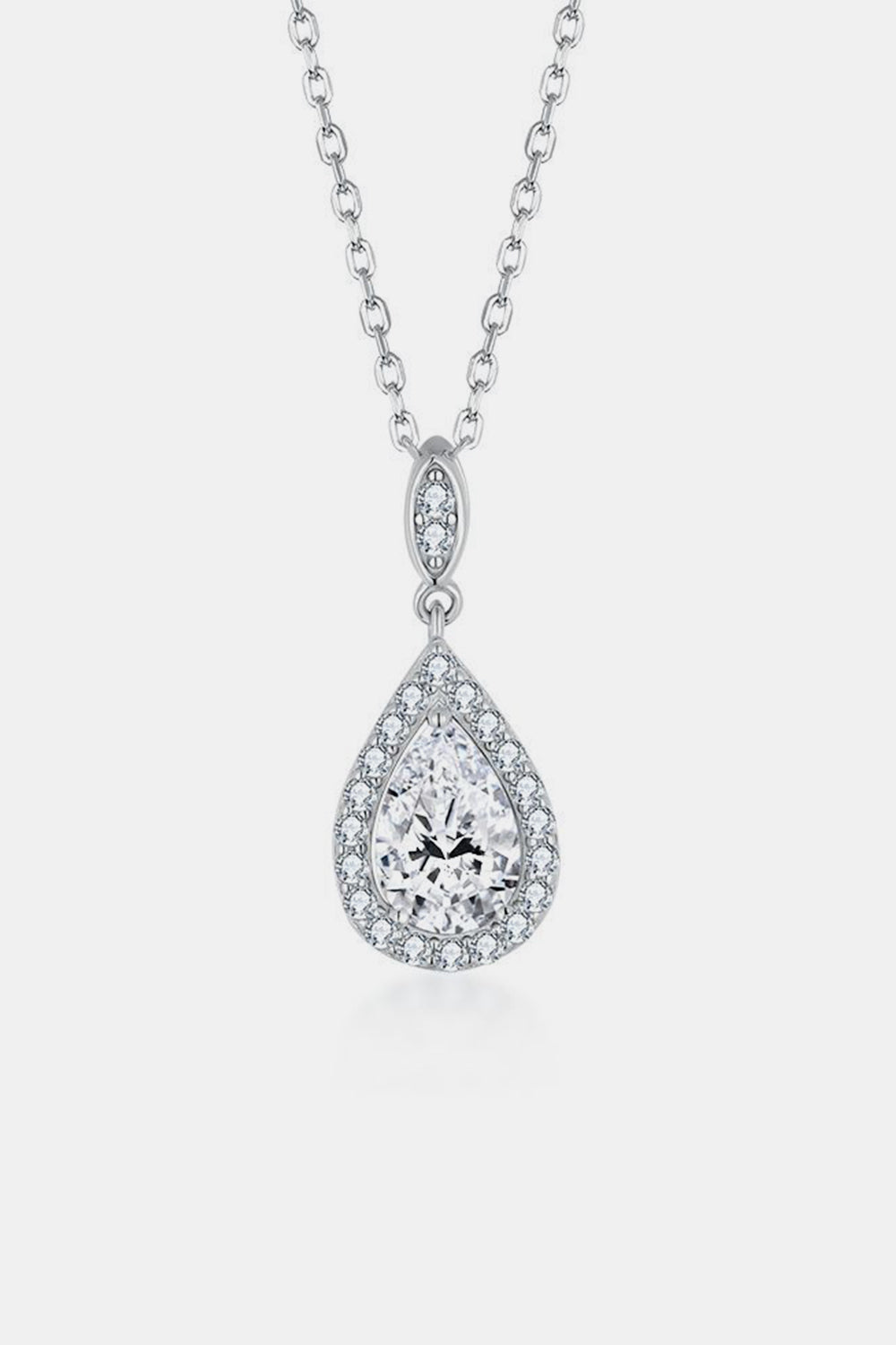 1.5 Carat Moissanite Platinum Vermeil Teardrop Necklace - Platinum Vermeil- Claude Jewelry Moissanite - Shop claudejewelry.com