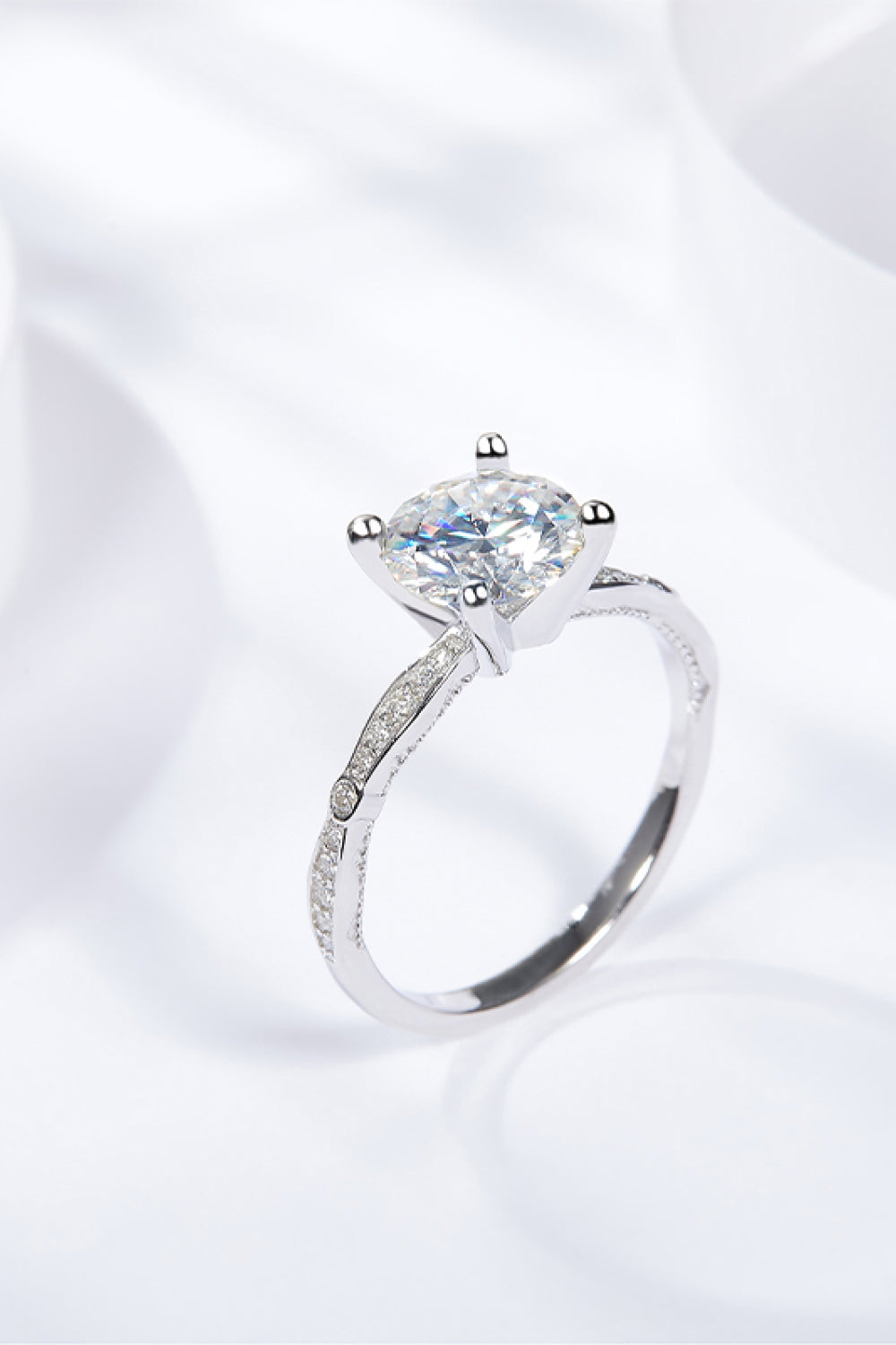 1.5 Ct Moissanite Side Stone Ring - - Claude Jewelry Moissanite - Shop claudejewelry.com