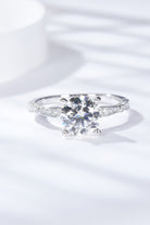 1.5 Ct Moissanite Side Stone Ring - Platinum Vermeil-5- Claude Jewelry Moissanite - Shop claudejewelry.com