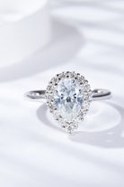 1.5 Ct Moissanite Teardrop Ring - Platinum Vermeil-5- Claude Jewelry Moissanite - Shop claudejewelry.com