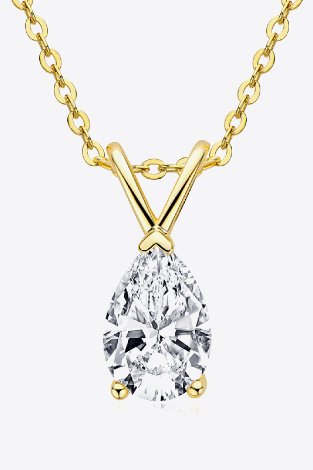 1.5 Ct Teardrop Moissanite Pendant Necklace - 18k Gold Vermeil- Claude Jewelry Moissanite - Shop claudejewelry.com