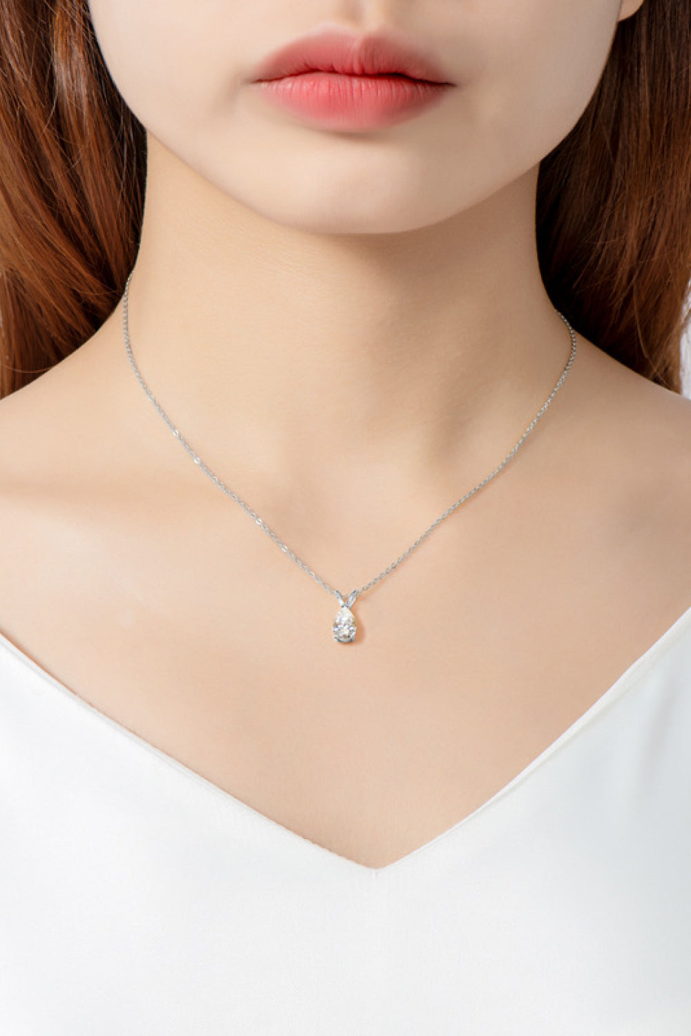 1.5 Ct Teardrop Moissanite Pendant Necklace - - Claude Jewelry Moissanite - Shop claudejewelry.com