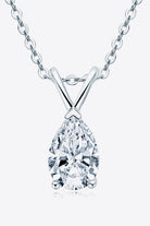 1.5 Ct Teardrop Moissanite Pendant Necklace - Platinum Vermeil- Claude Jewelry Moissanite - Shop claudejewelry.com