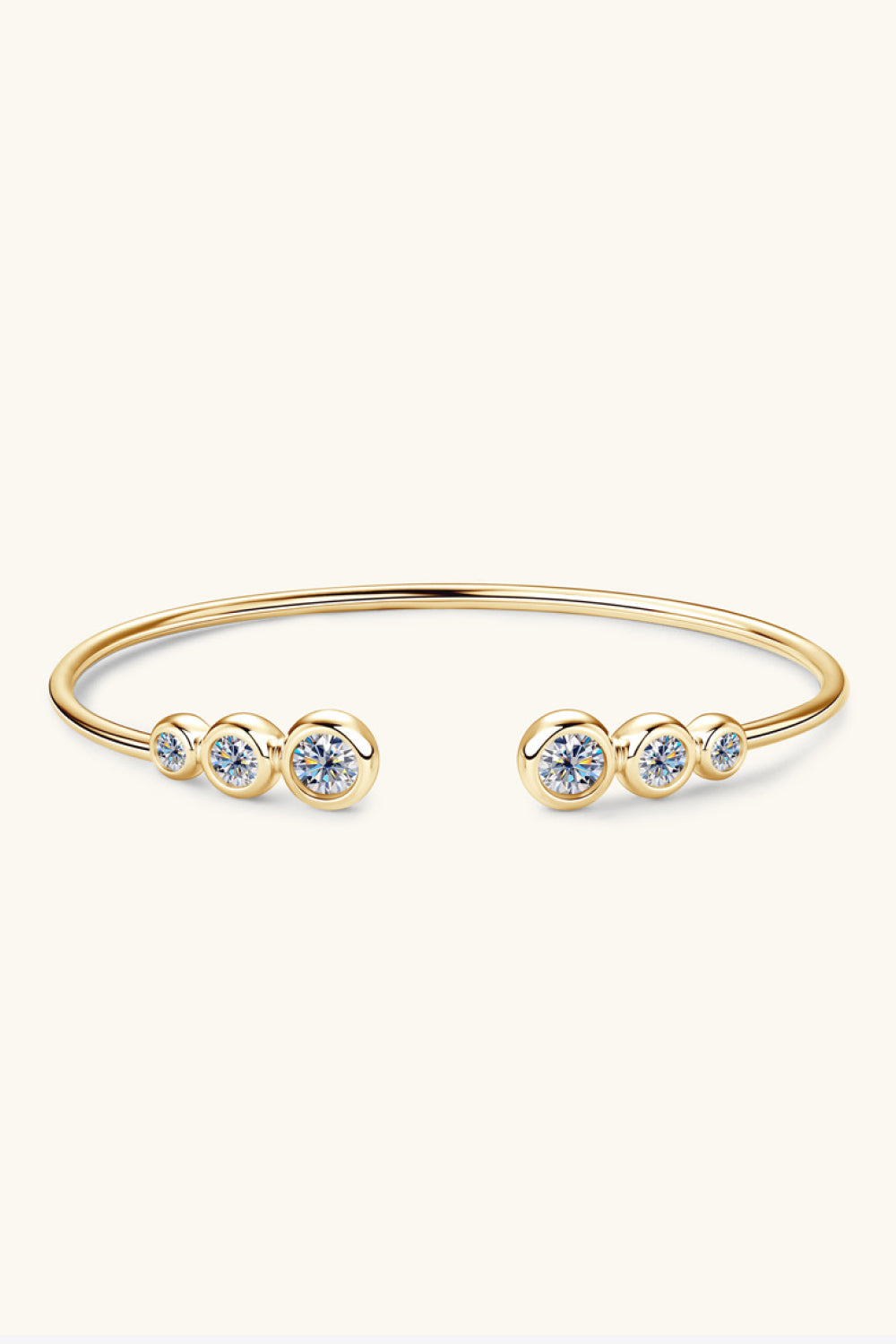 1.8 Carat Moissanite Six Stone Open Bracelet - 18k Gold Vermeil- Claude Jewelry Moissanite - Shop claudejewelry.com