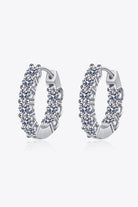 1.8 Ct Moissanite Crusted Huggie Hoop Earrings - Rhodium Vermeil- Claude Jewelry Moissanite - Shop claudejewelry.com